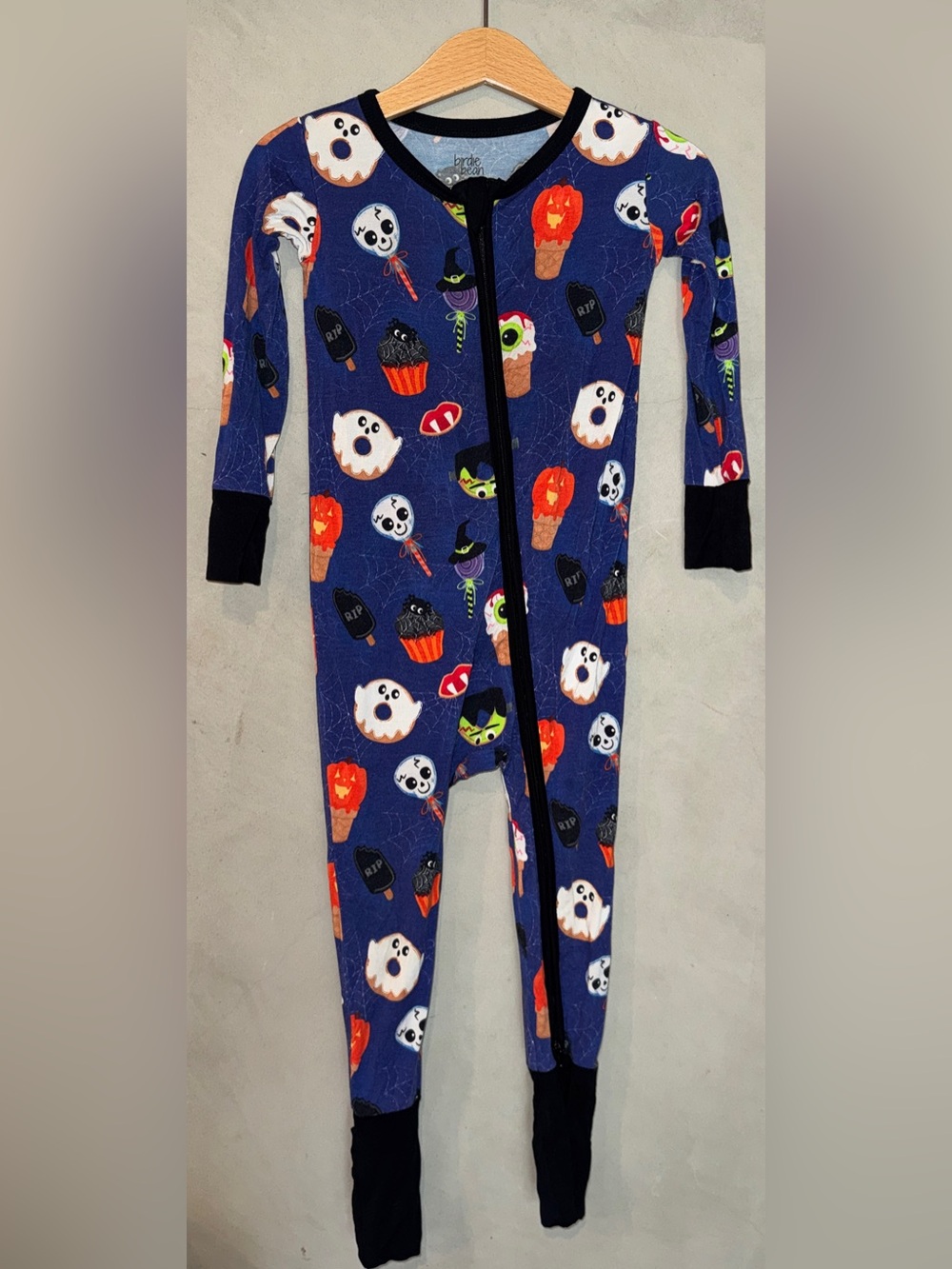 Birdie Bean bamboo Halloween Ghost Ice Cream Donut convertible romper 2T